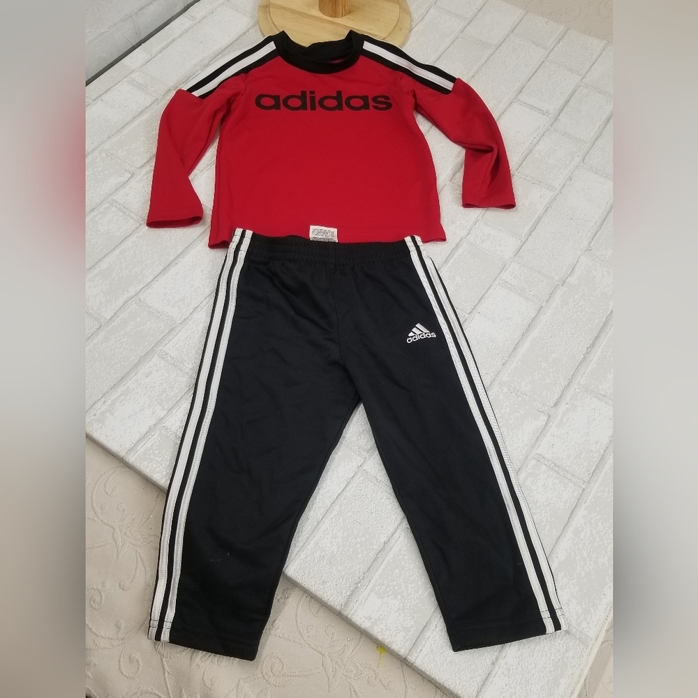Adidas Red and Black Tracksuit Set